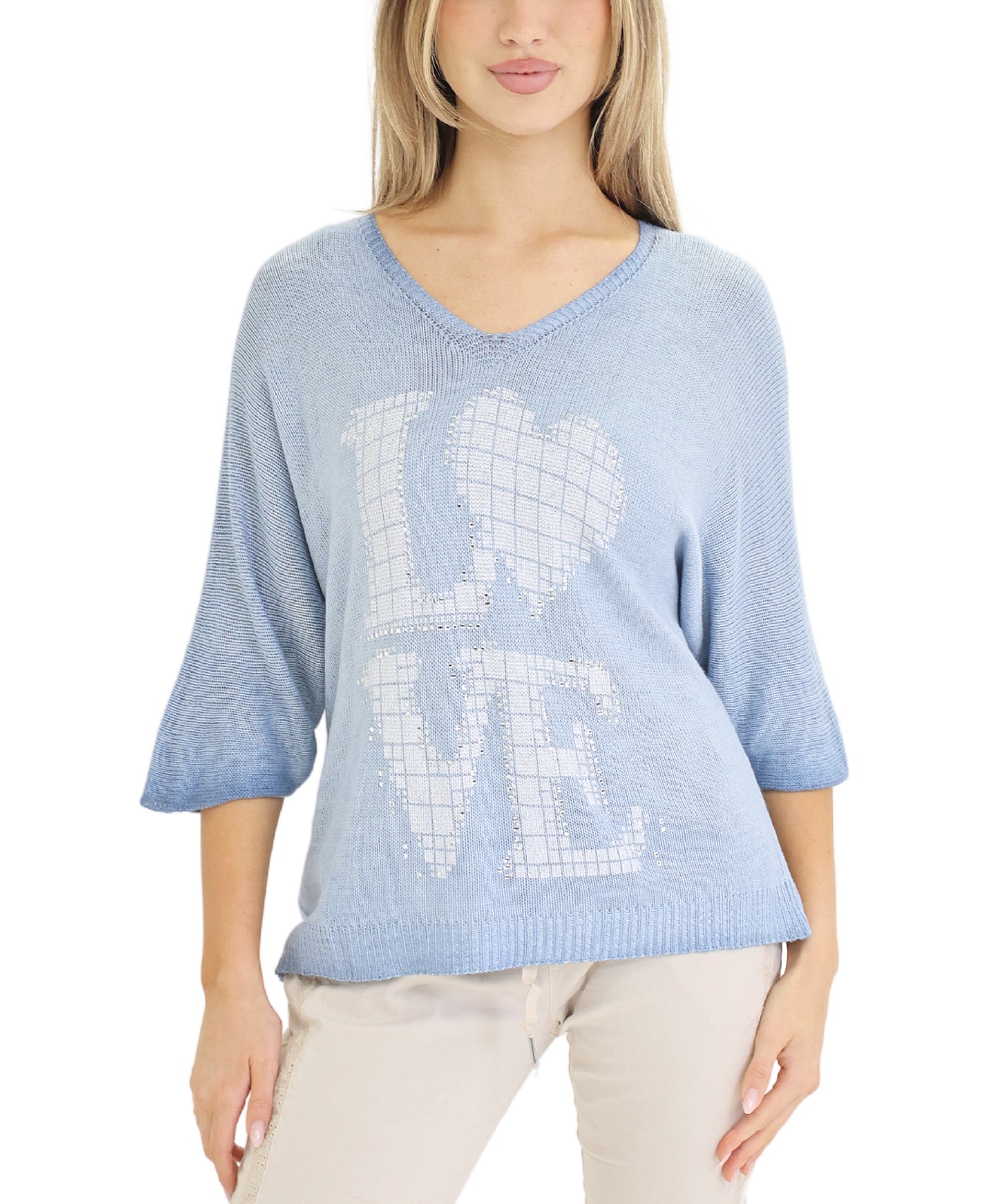 'LOVE' Knit Top w/ Rhinestones view 1