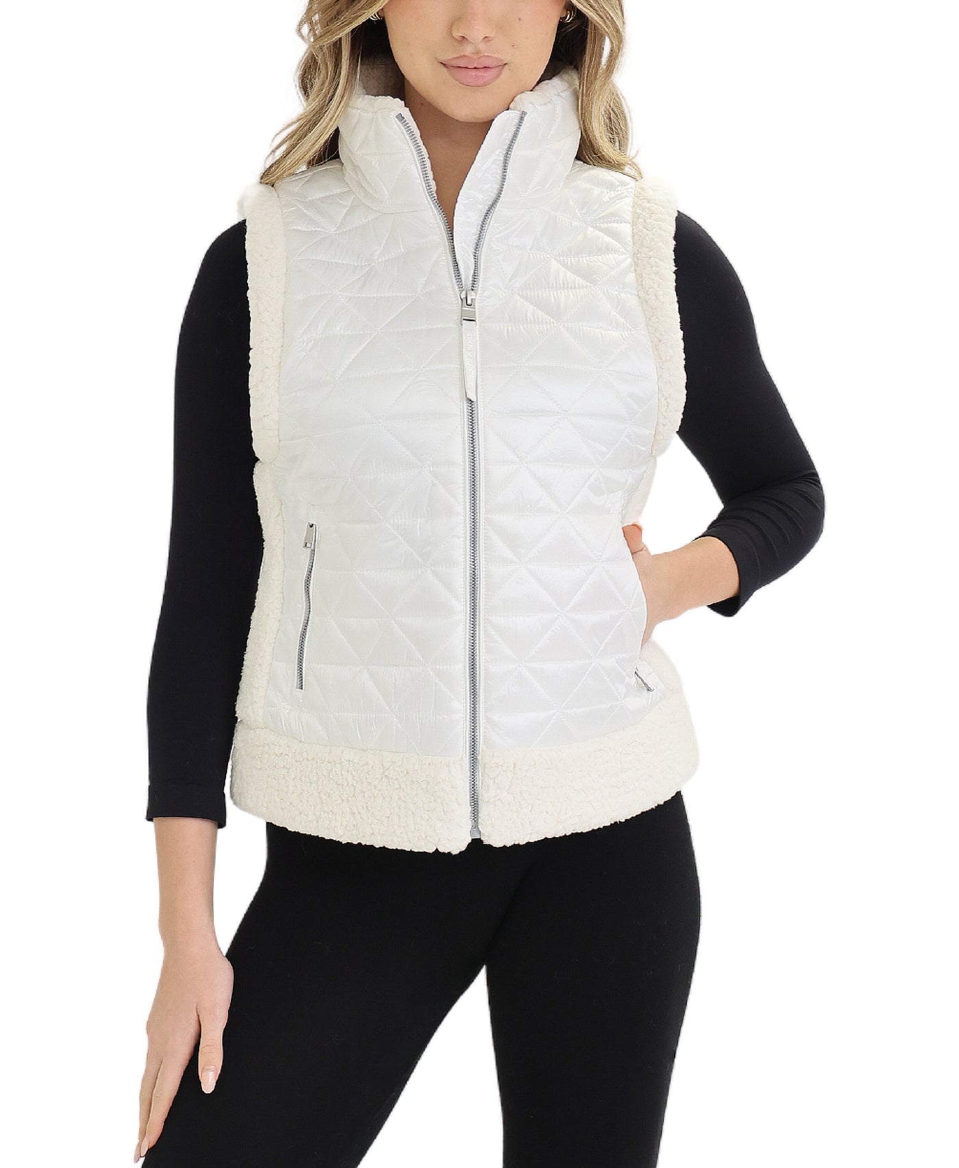 Quilted Vest w/ Faux Sherpa view 1