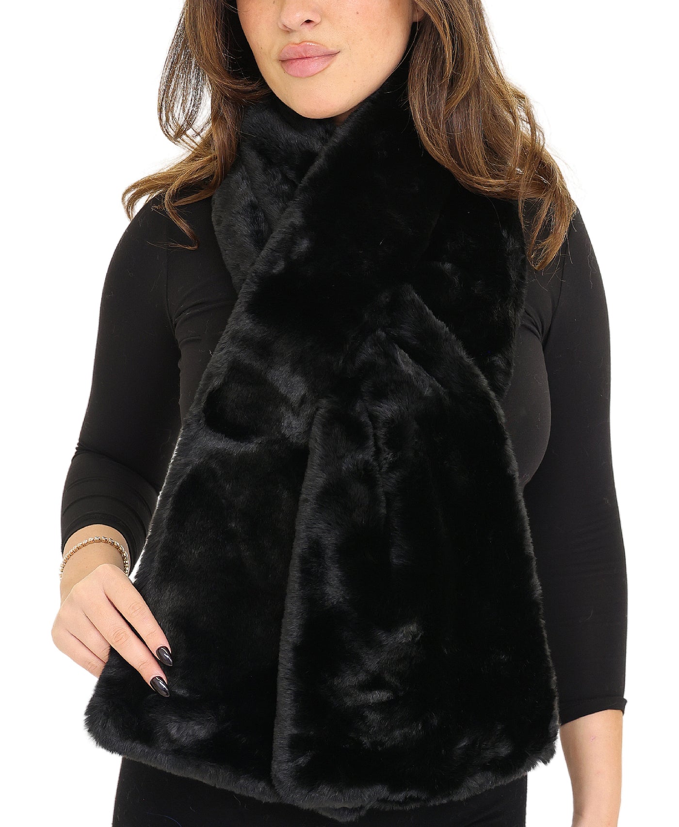 Faux Fur & Leopard Print Pull Thru Scarf view 2