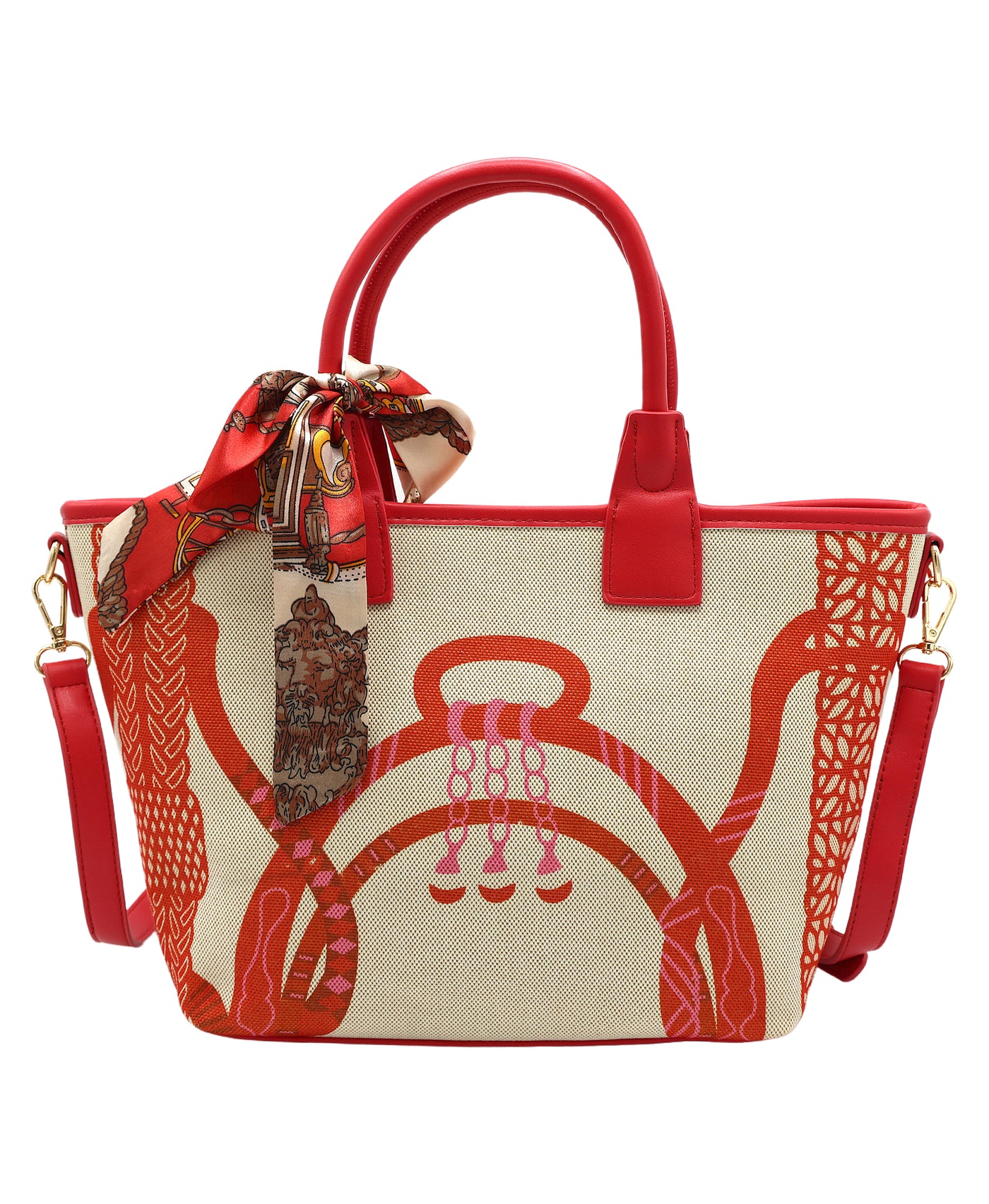 Printed Fabric Handbag w/ Twilly view 1