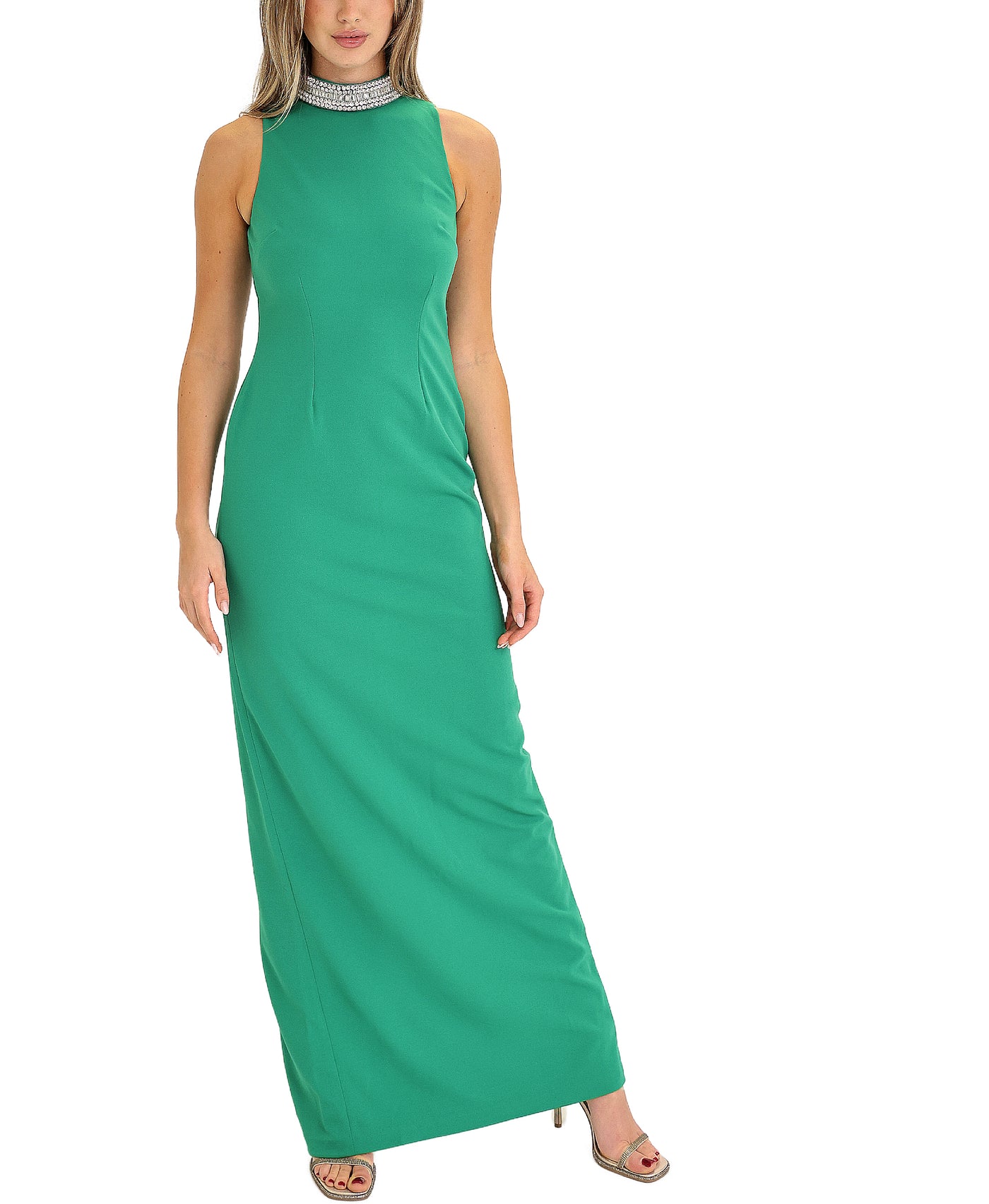 Maxi Dress w/ Jeweled Collar view 1