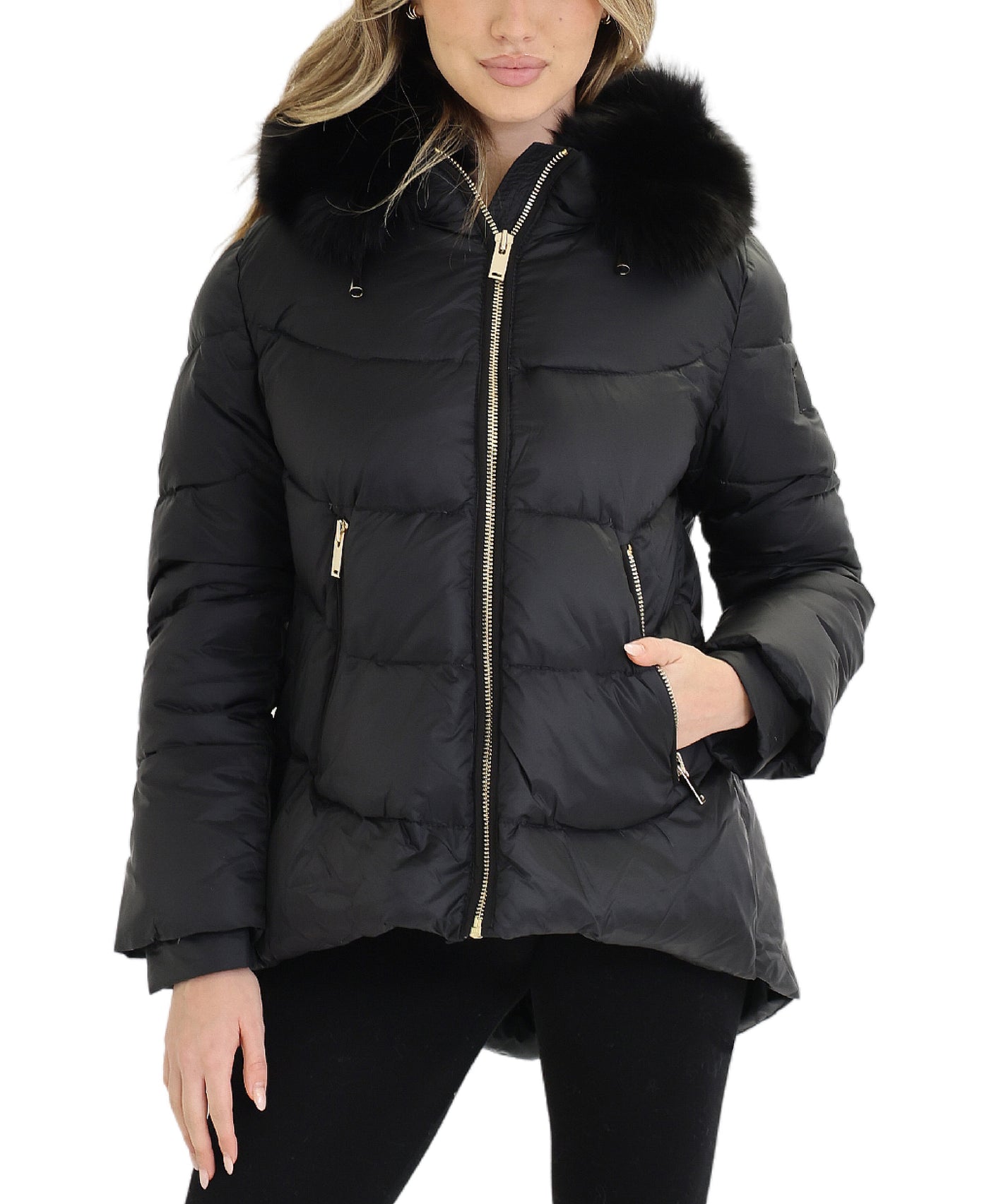 Hi-Lo Puffer Jacket w/ Fox Fur Hood view 1