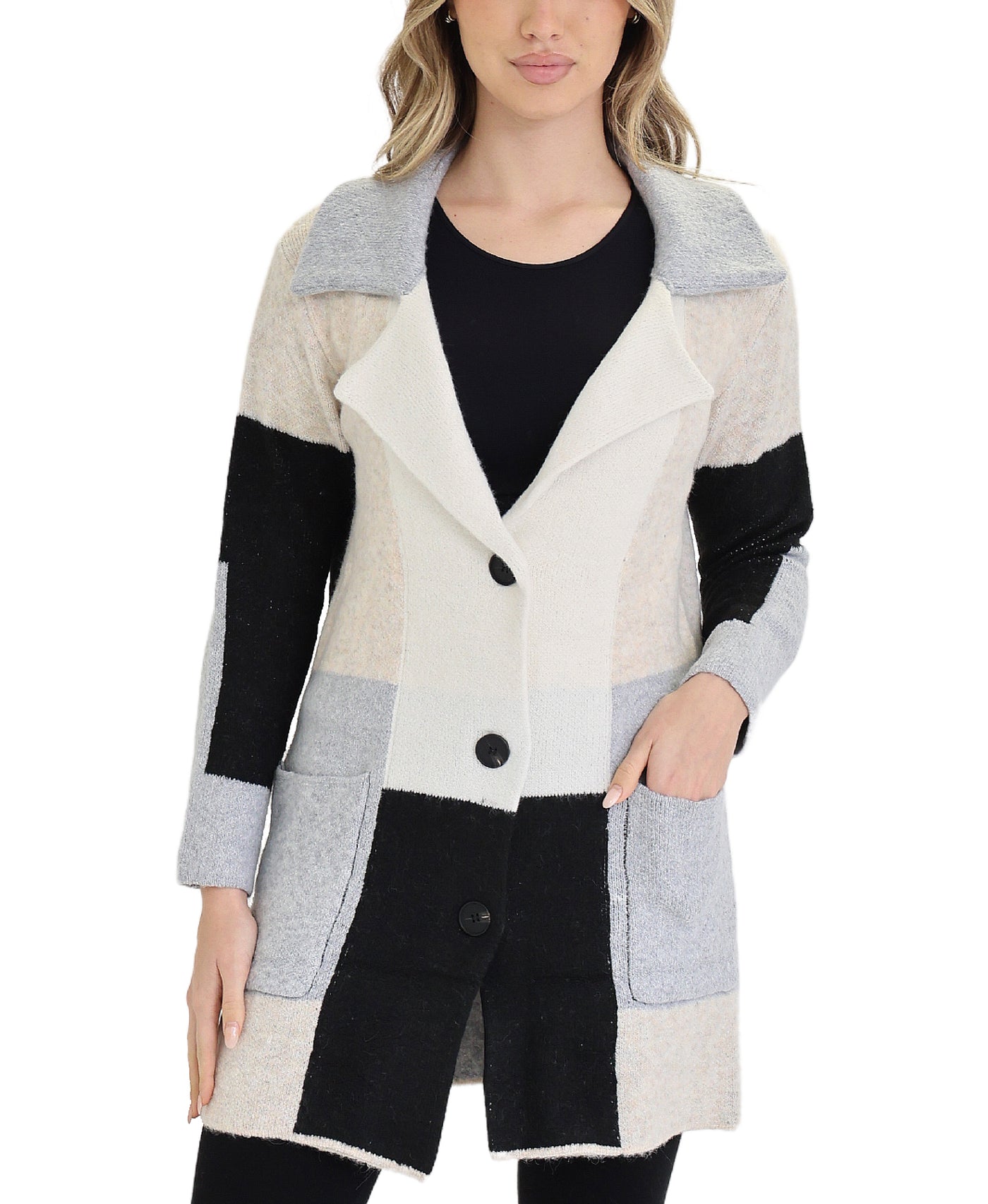 Colorblock Long Cardigan Sweater view 1