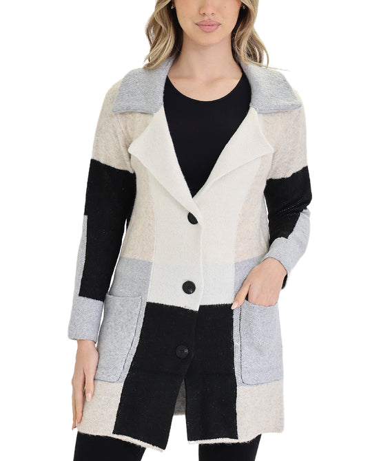 Colorblock Long Cardigan Sweater view 