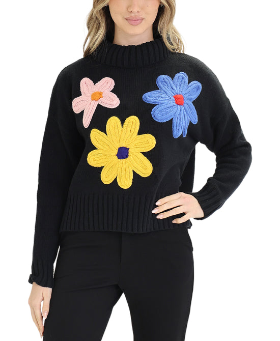 Turtleneck Sweater w/ Flowers view 