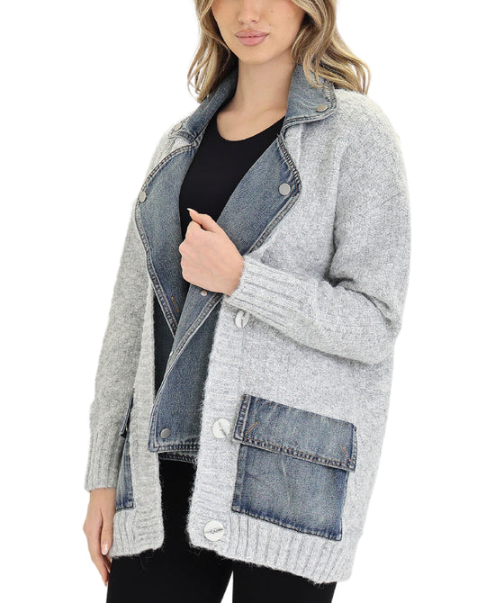 Knit & Denim Sweater Jacket view 