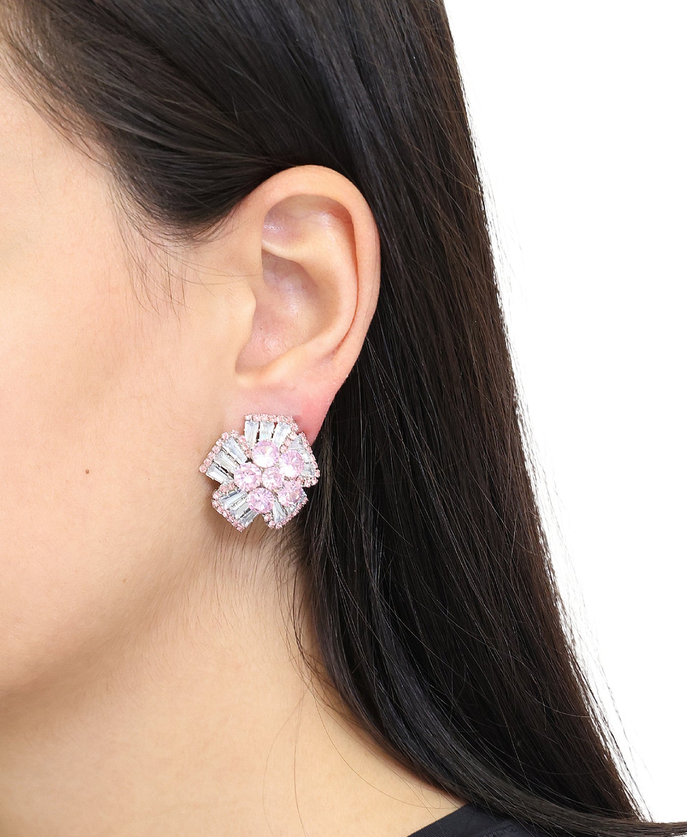 Crystal Flower Stud Earrings view 1