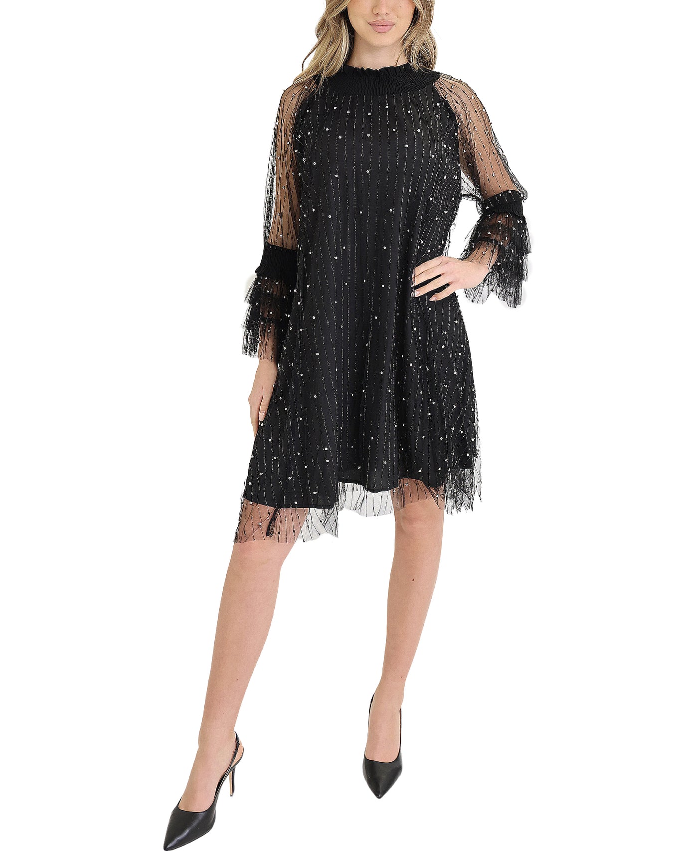 Shimmer Mesh Dress w/ Beads view 1