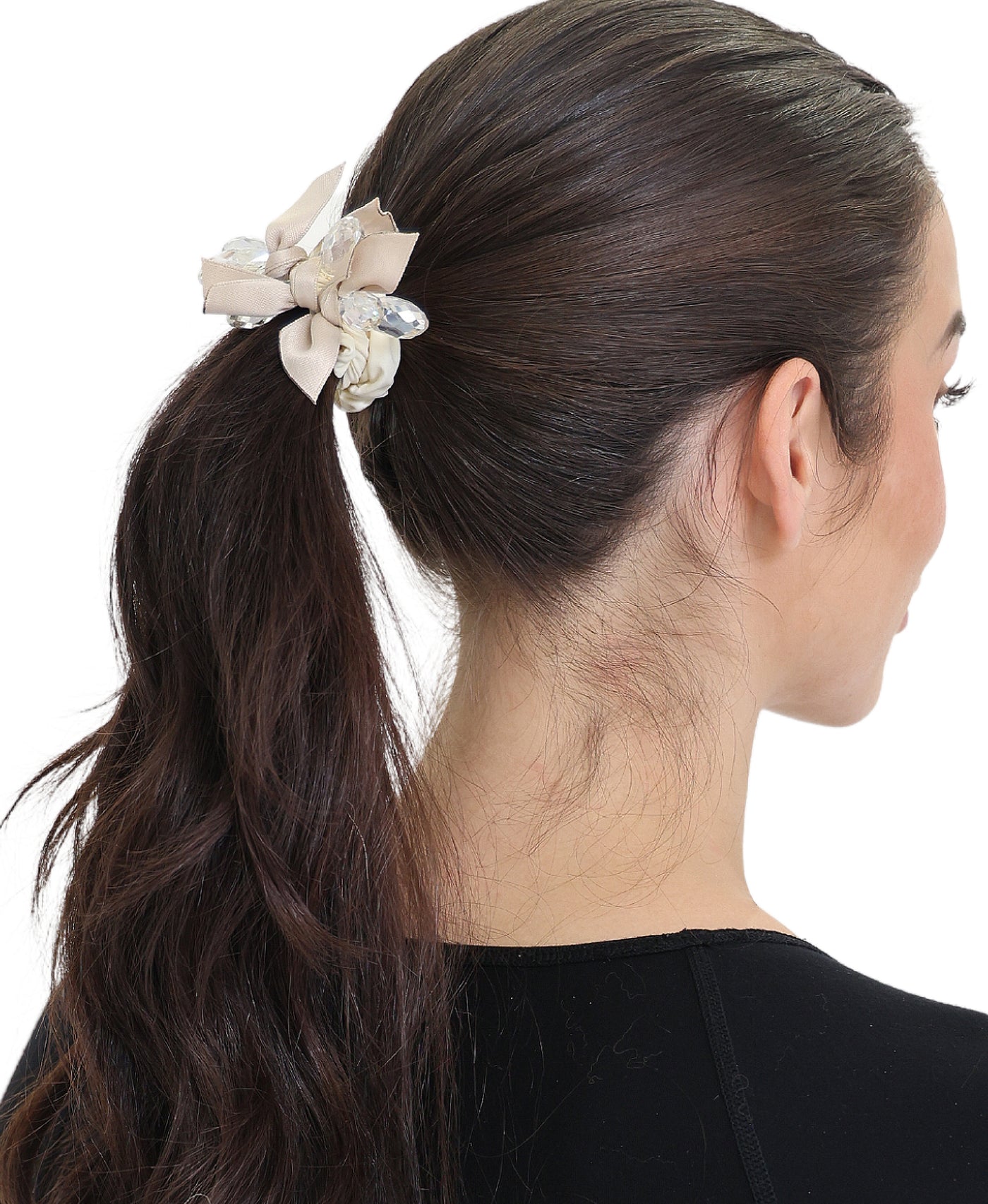 Scrunchie w/ Crystals & Ribbon view 1