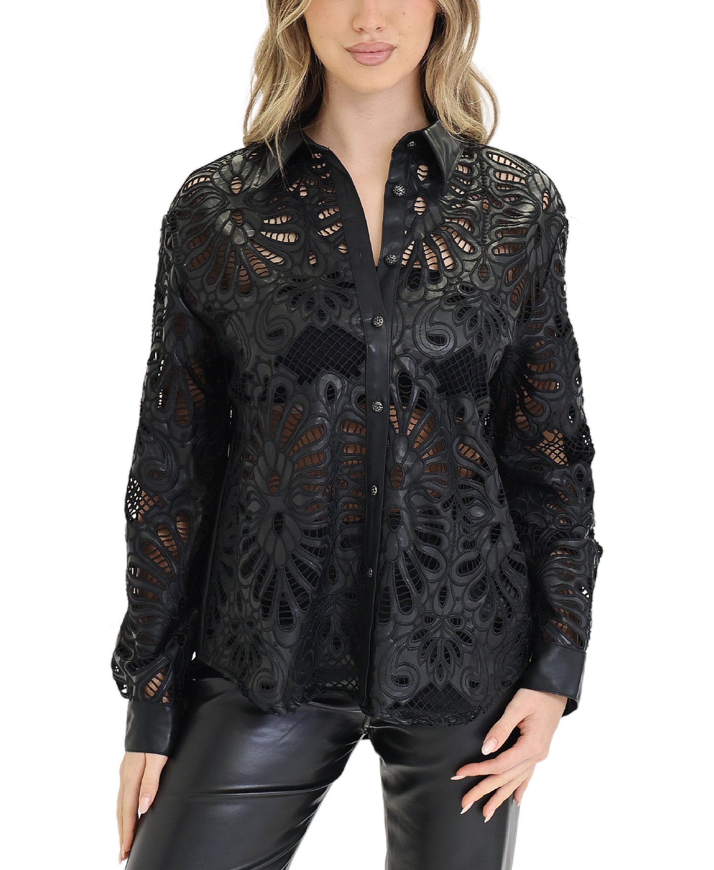 Faux Leather Cut-Out Shirt view 1