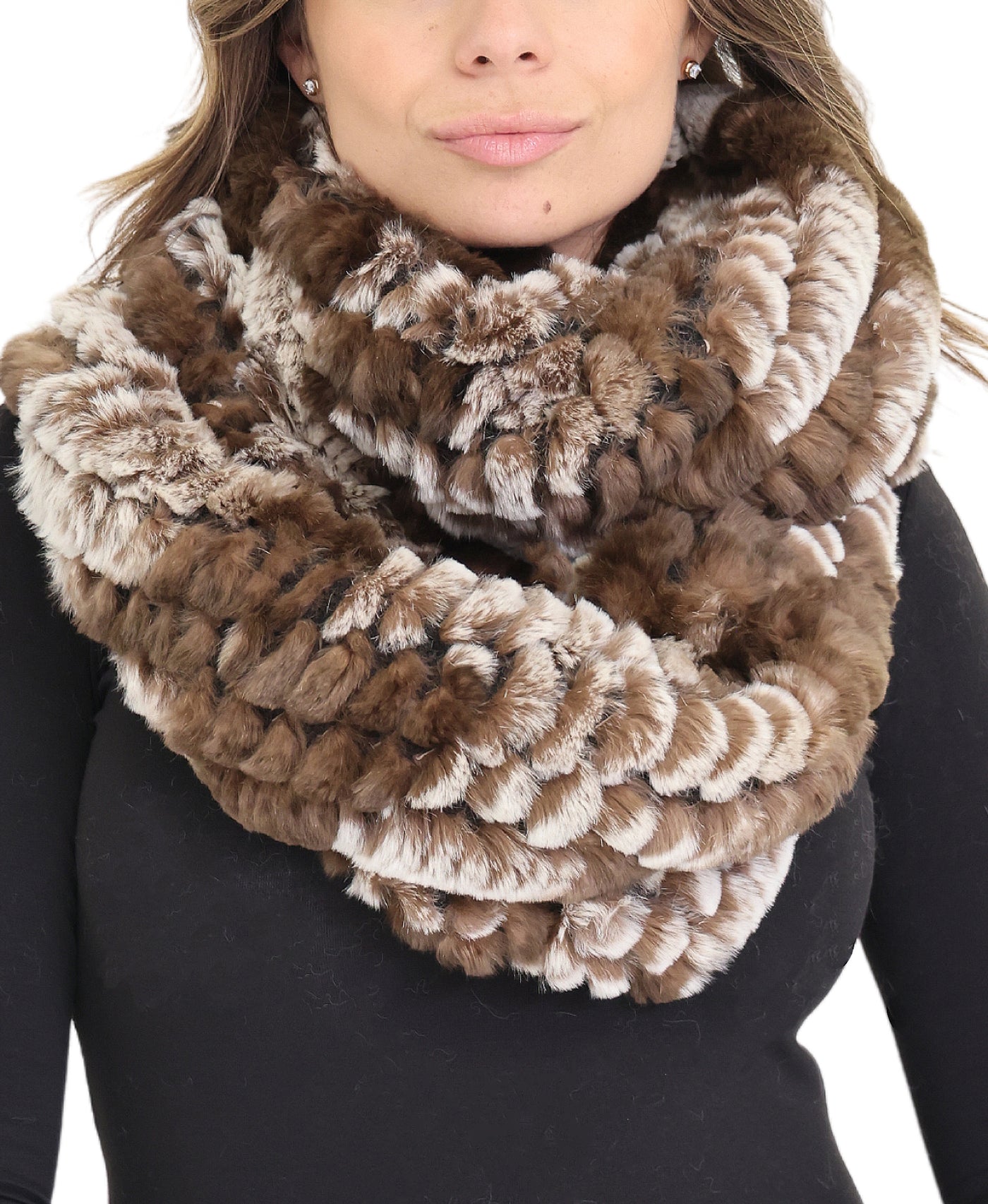 Fur Knitted Infinity Scarf view 1