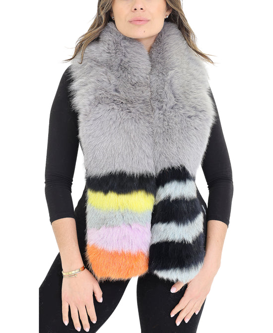 Fur Striped Scarf view 