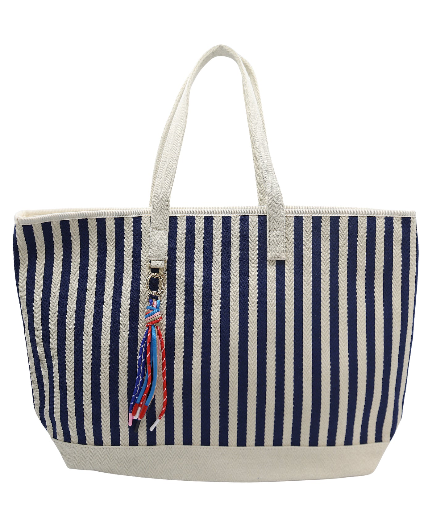 Striped Tote Bag w/ Charm view 1