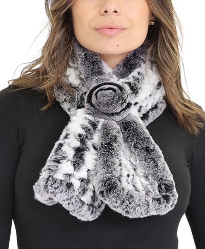 Fur Knitted Scarf w/ Rosette image 1