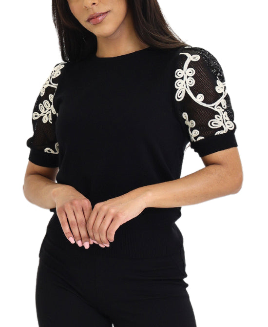 Knit Top w/ Embroidered Detail view 