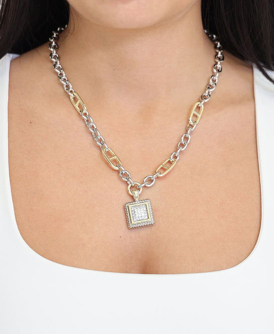 Two Tone Pendant Chain Necklace view 