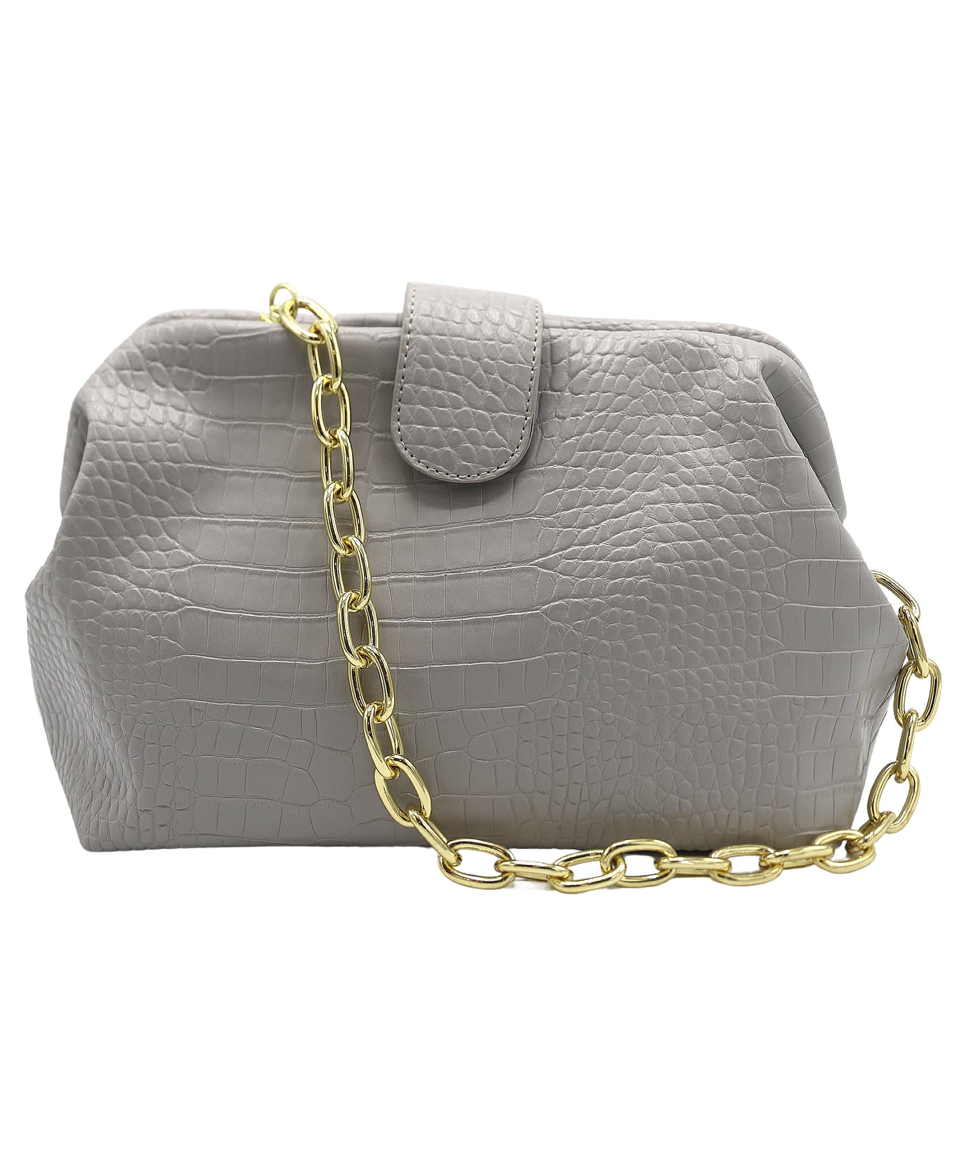 Crocodile Print Clutch Bag view 1