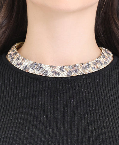 Rhinestone Leopard Print Choker Necklace image 1