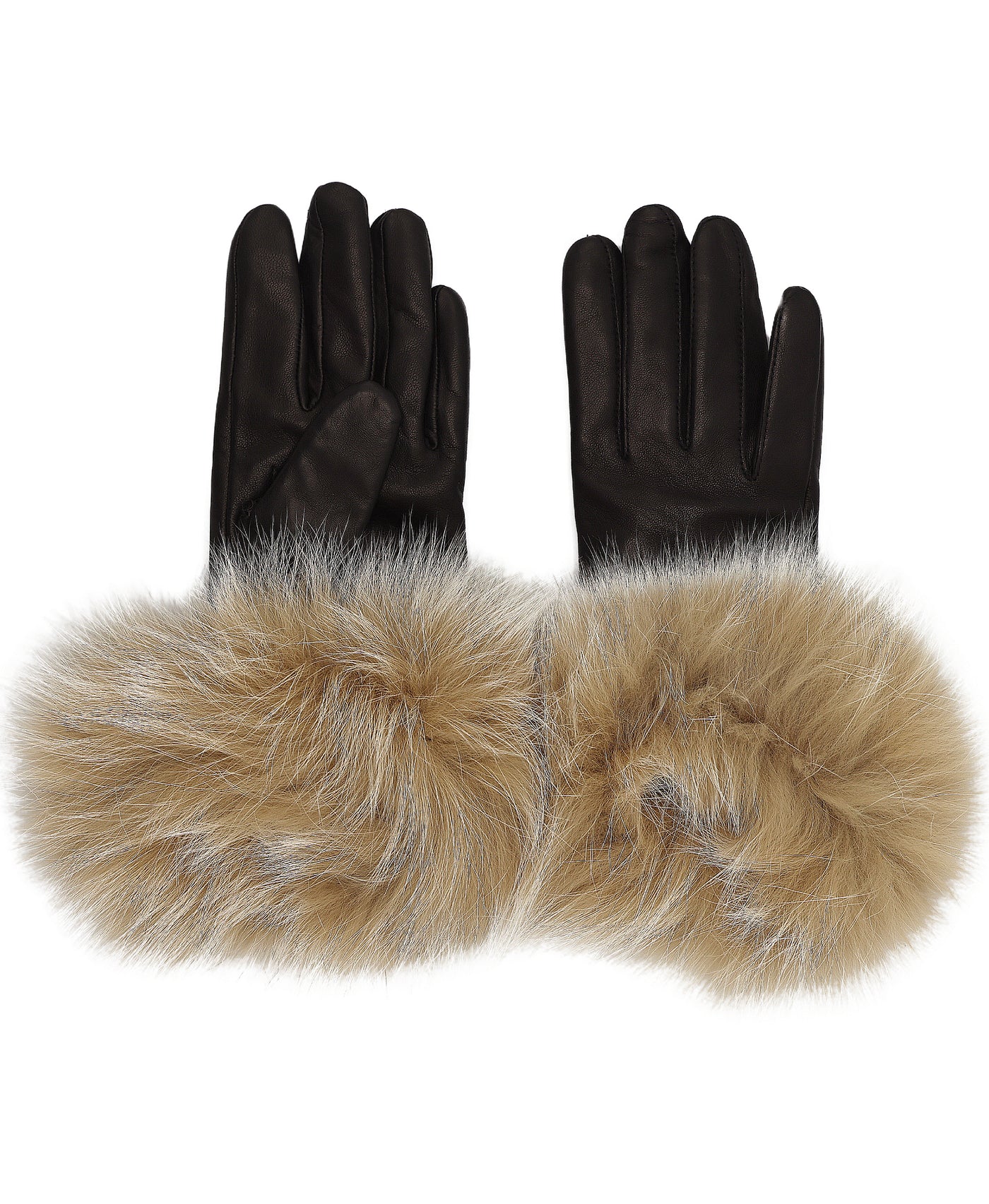 Leather Gloves w/ Fox Fur Cuffs view 1