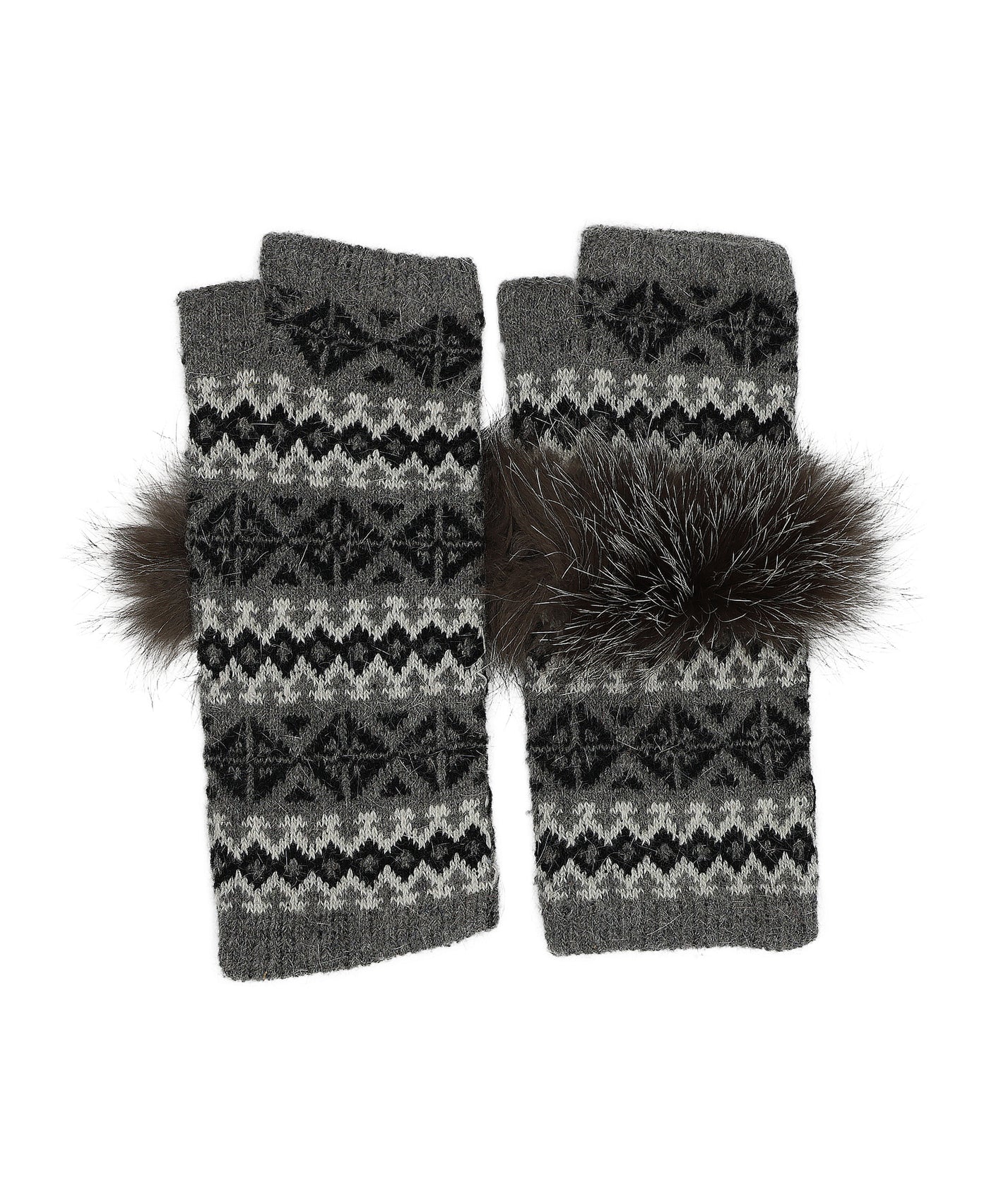 Knit Fingerless Gloves w/ Fur view 1