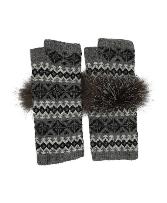 Knit Fingerless Gloves w/ Fur view 