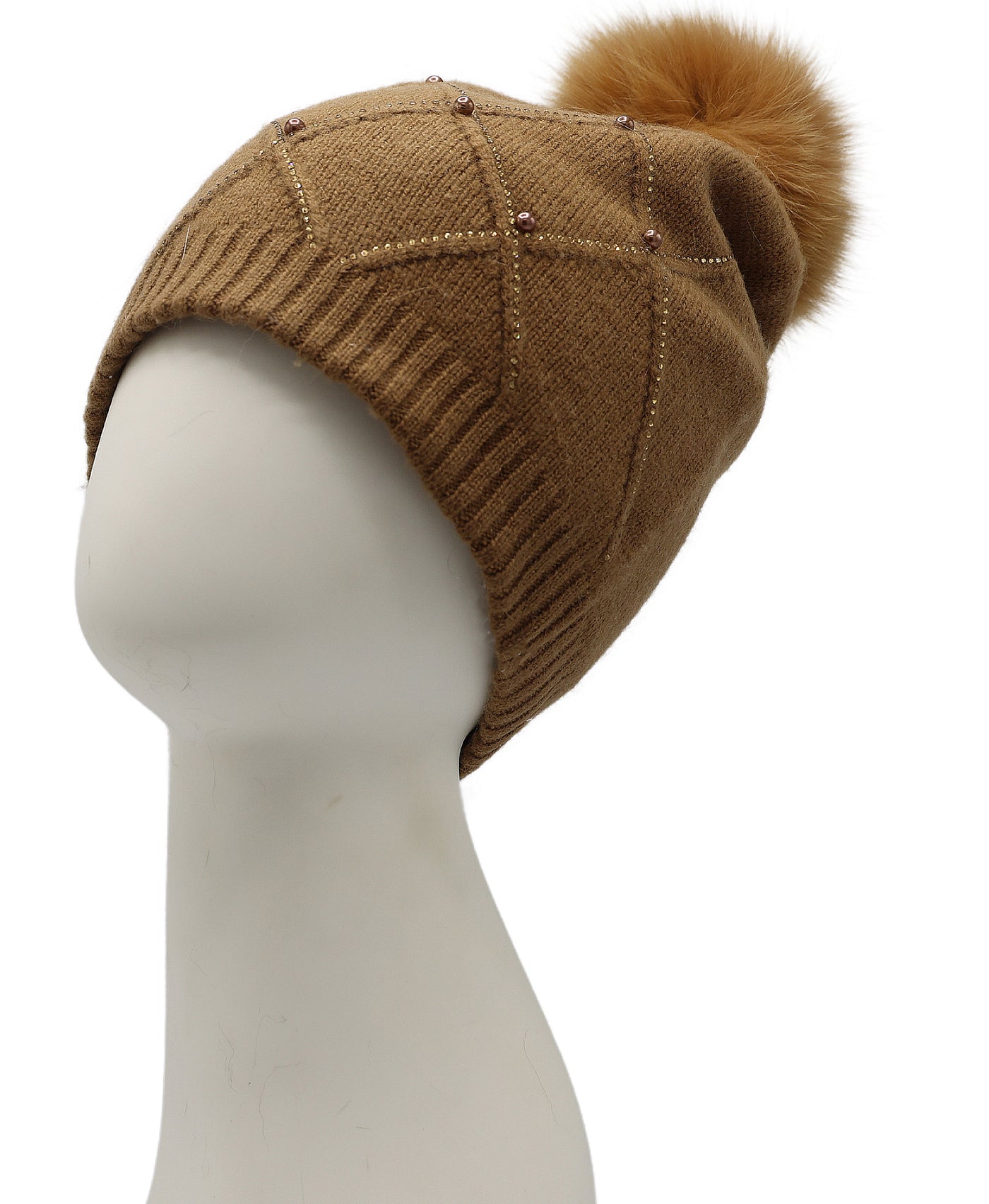 Wool Hat w/ Fur Pom view 1