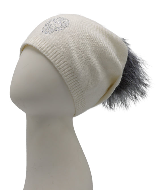 Skull Hat w/ Fur Pom view 