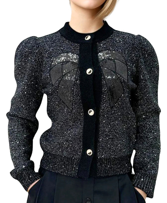 Sequin Shimmer Cardigan w/ Bow view 