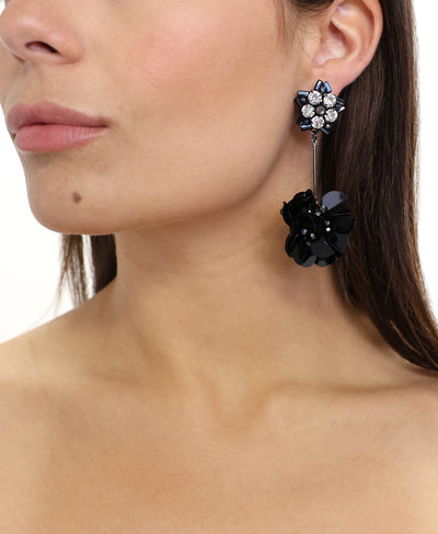 Flower Beaded & Crystal Drop Earrings image 1