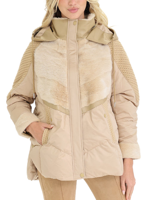 Down Puffer Jacket w/ Mink Fur Trim view 