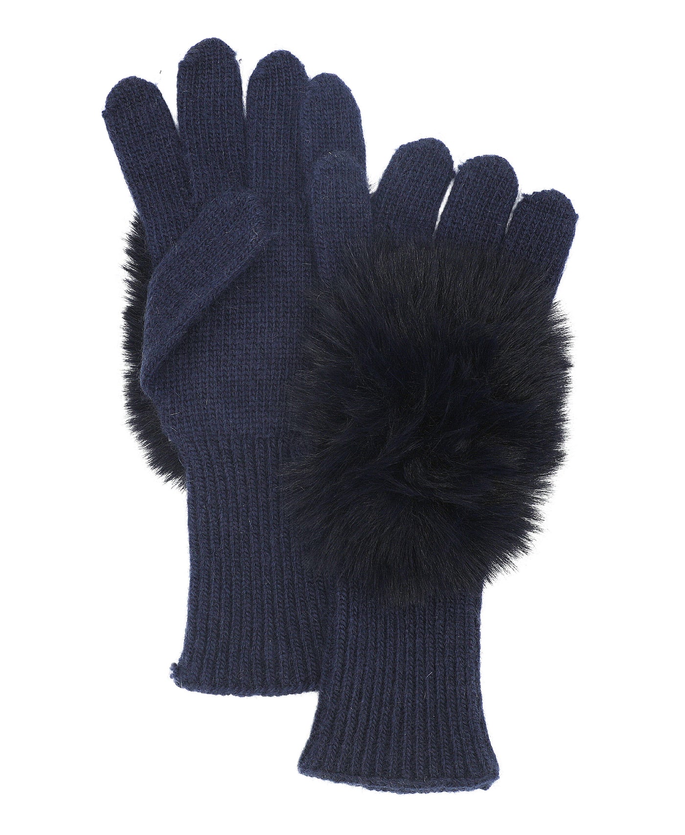 Knit Gloves w/ Faux Fur Pom view 1