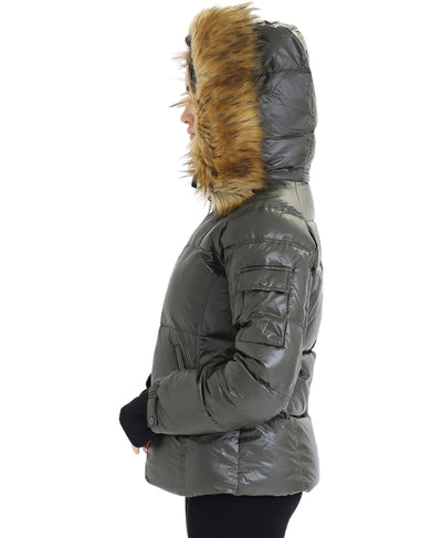 Puffer Jacket w/ Faux Fur Hood image 2