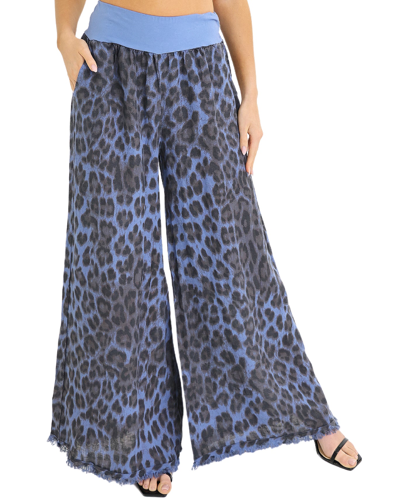 Leopard Print Linen Pants view 1