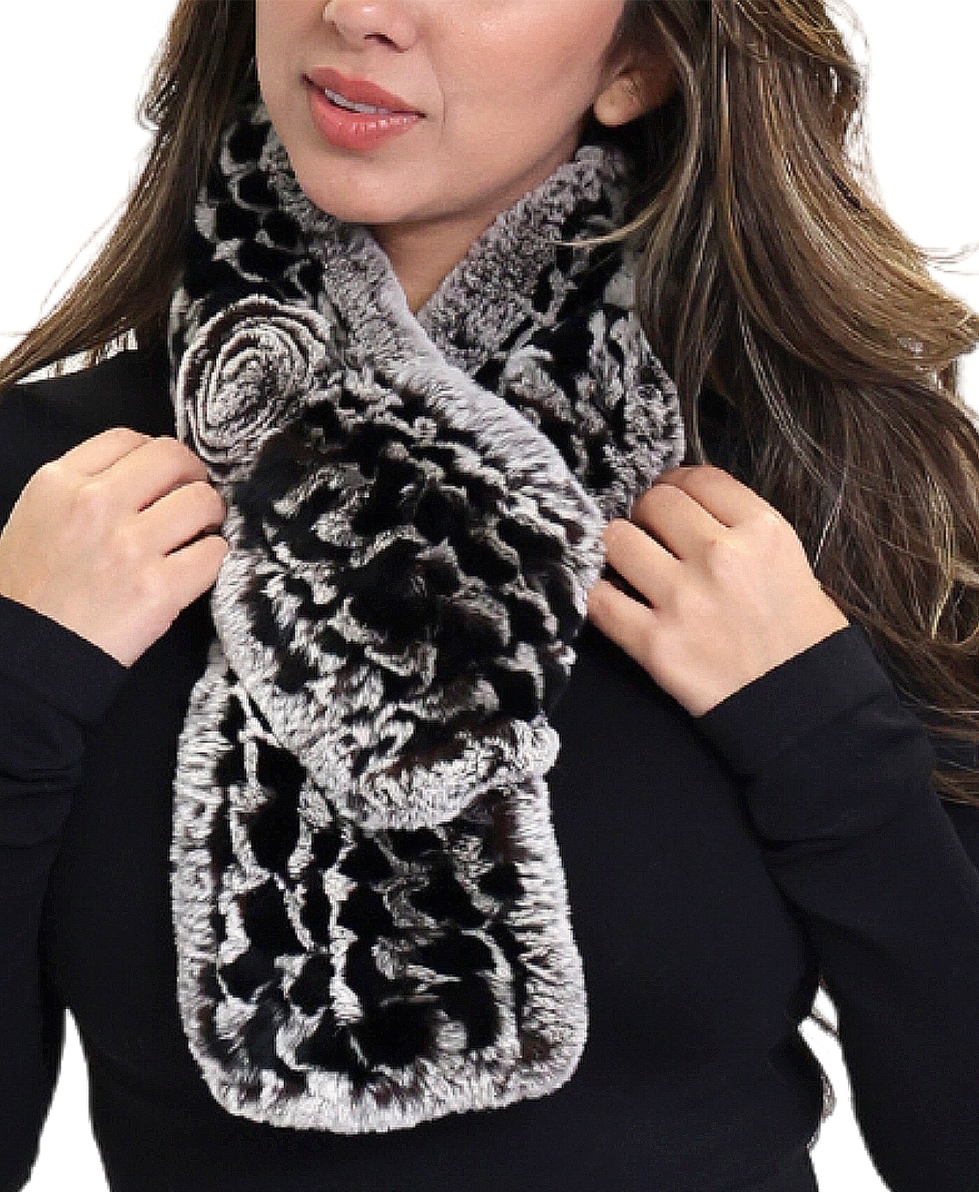 Fur Scarf w/ Rosette view 1