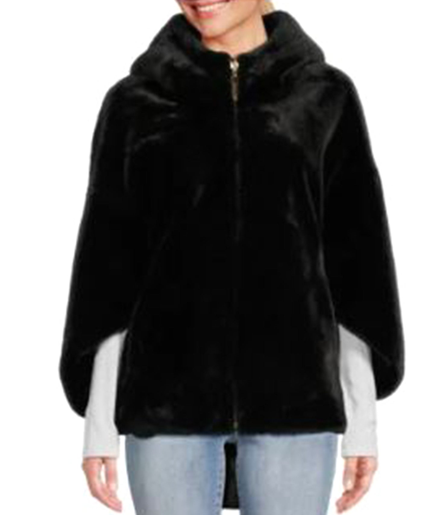 Reversible Faux Fur Cape w/ Hood view 1