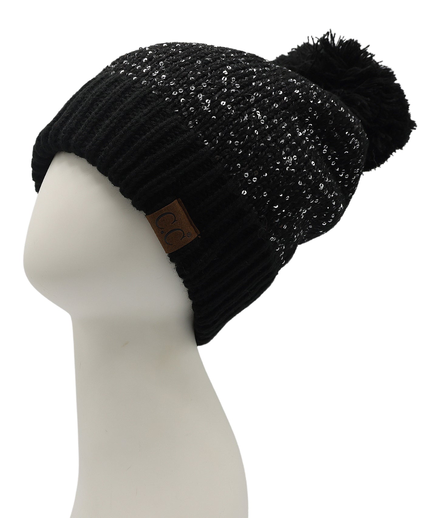 Knit Sequin Hat w/ Pom view 1