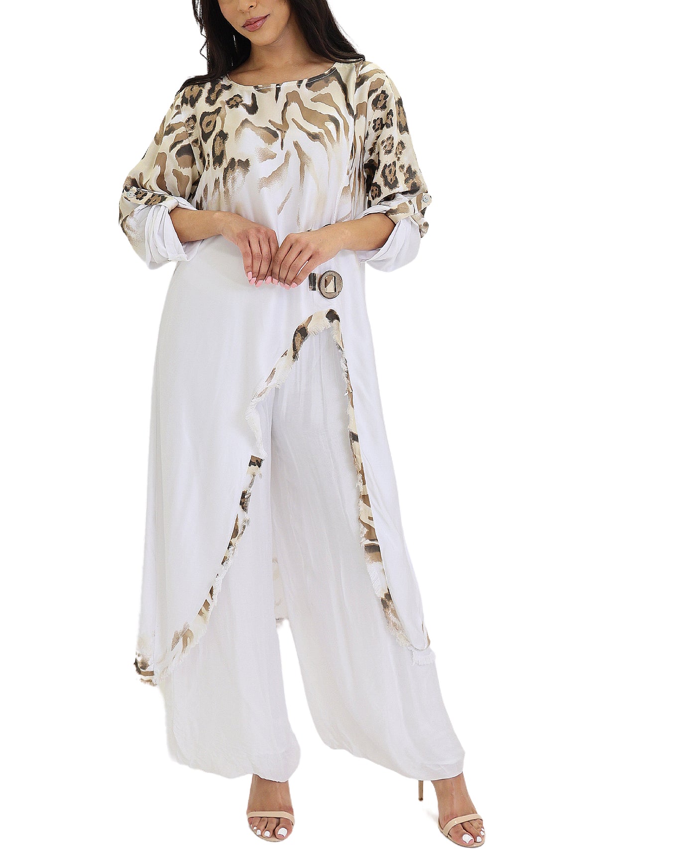 Satin Leopard Print Asymmetrical Tunic view 2