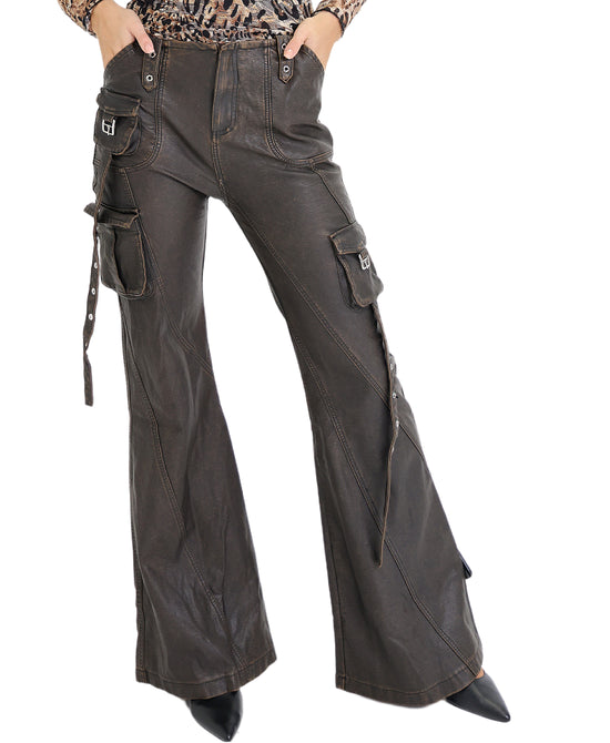 Faux Leather Cargo Pants view 