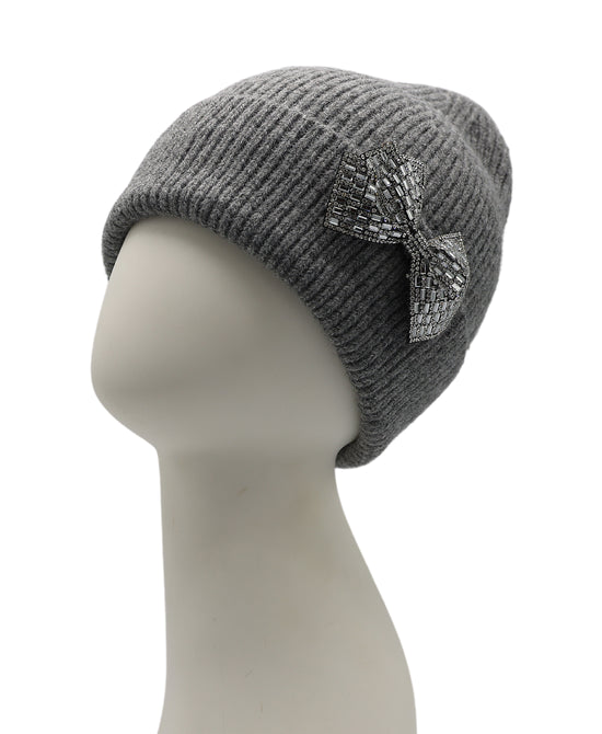 Wool Hat w/ Rhinestone Bow view 